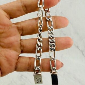 Sterling Silver 925 Figaro Men’s Bracelet 8”